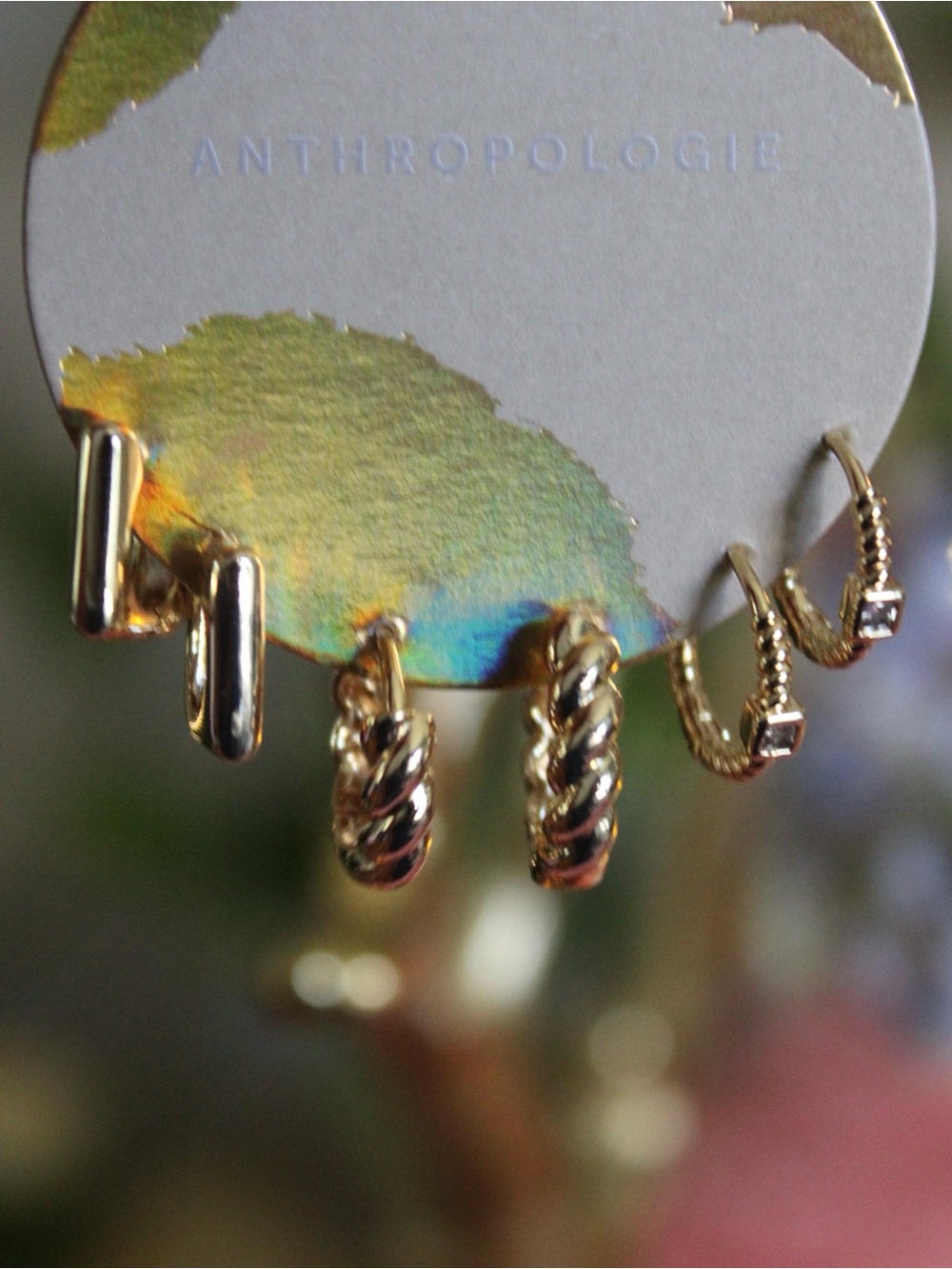 Anthropologie 14K Gold-Plated Mixed Hoop Earrings Set – 3 Pairs – MSRP $54